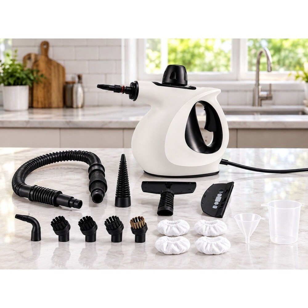 New Handheld Steam Cleaner 1000 W Pressurized Steamer EM-329 12 Accessories